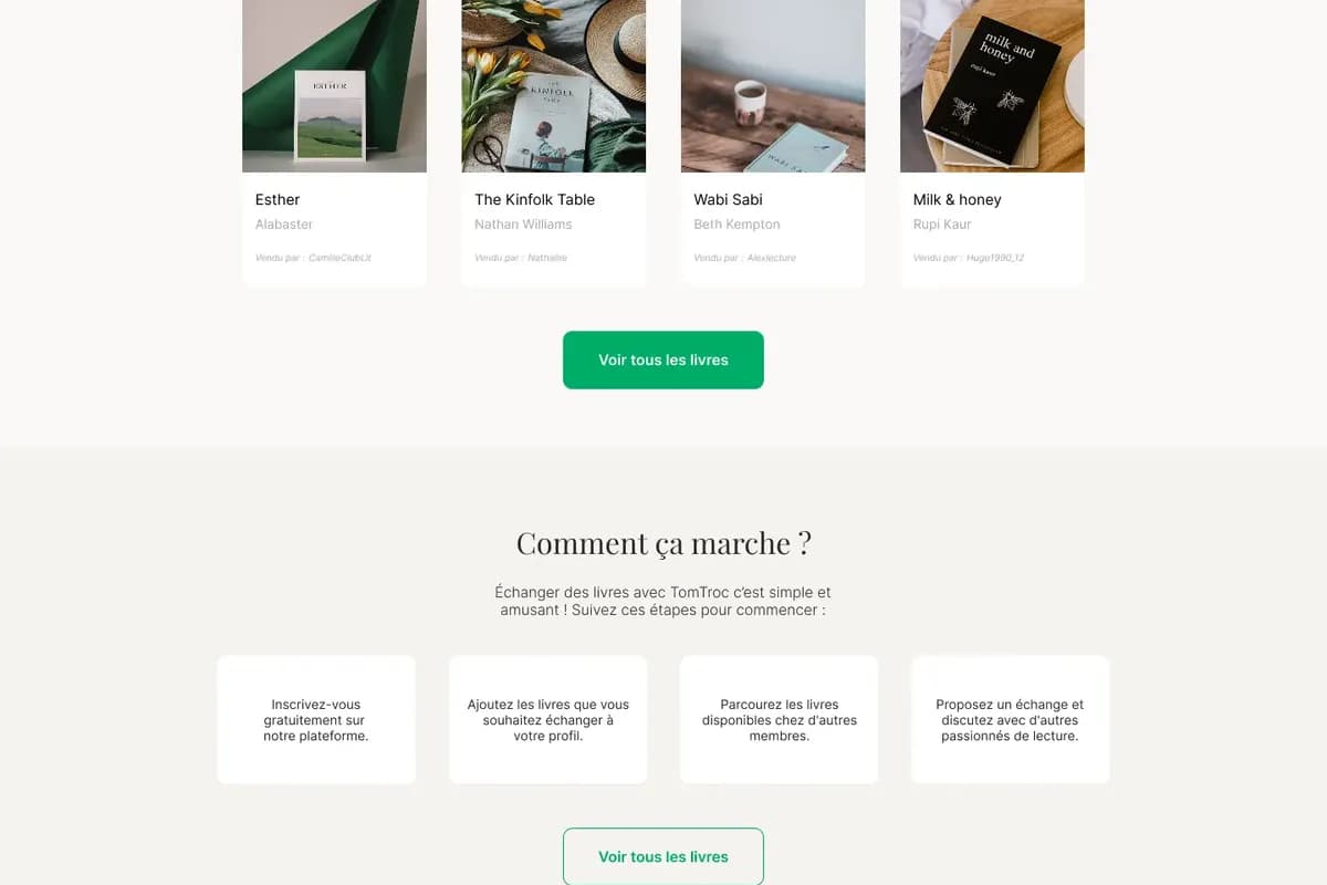 Page d'accueil du projet TomTroc