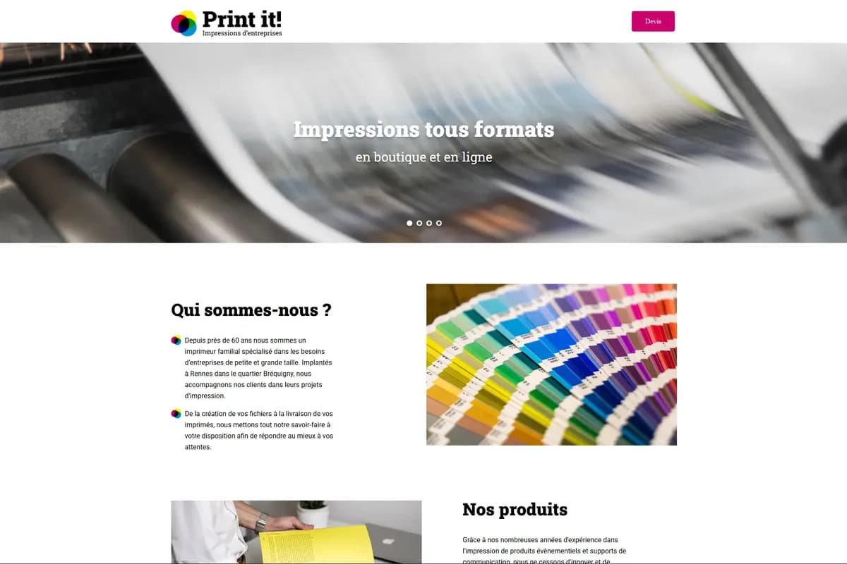 Homepage du site Print It
