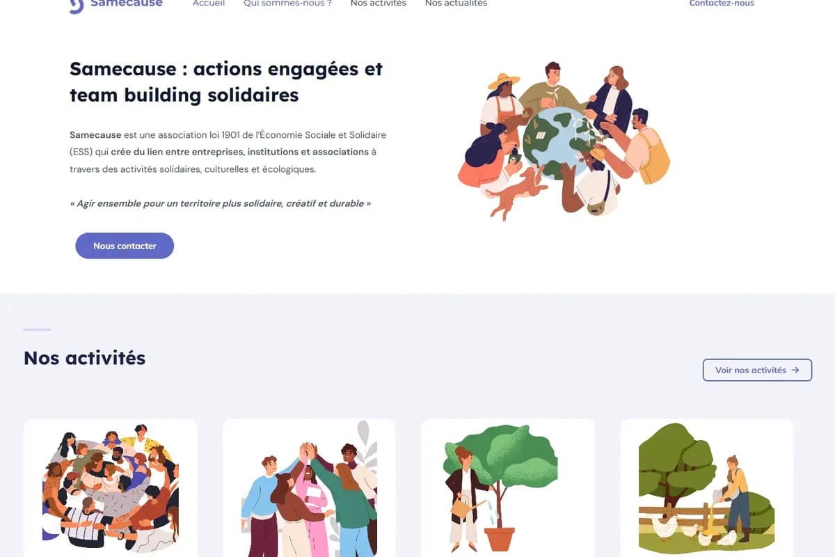Homepage du site Samecause