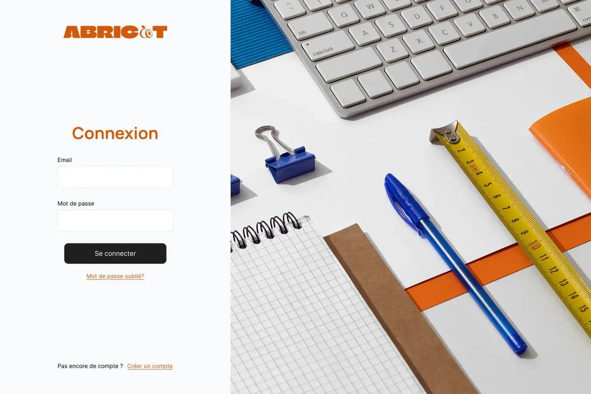 Page de connexion du projet Abricot