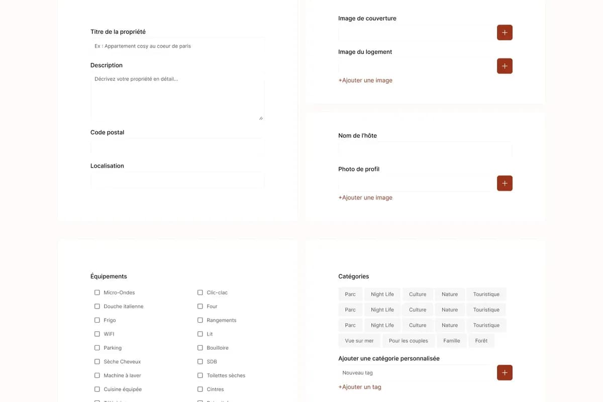 Page d'ajout de propriété du projet Kasa