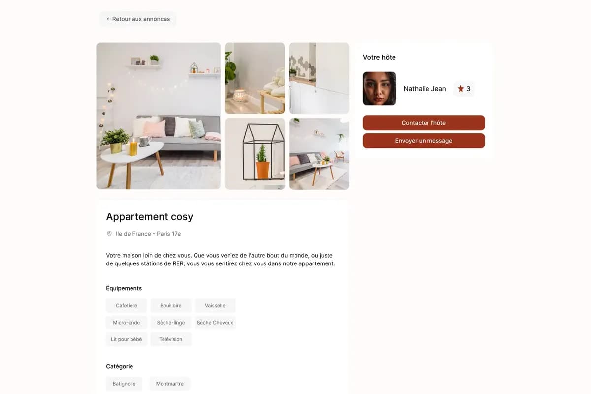 Page logement du projet Kasa