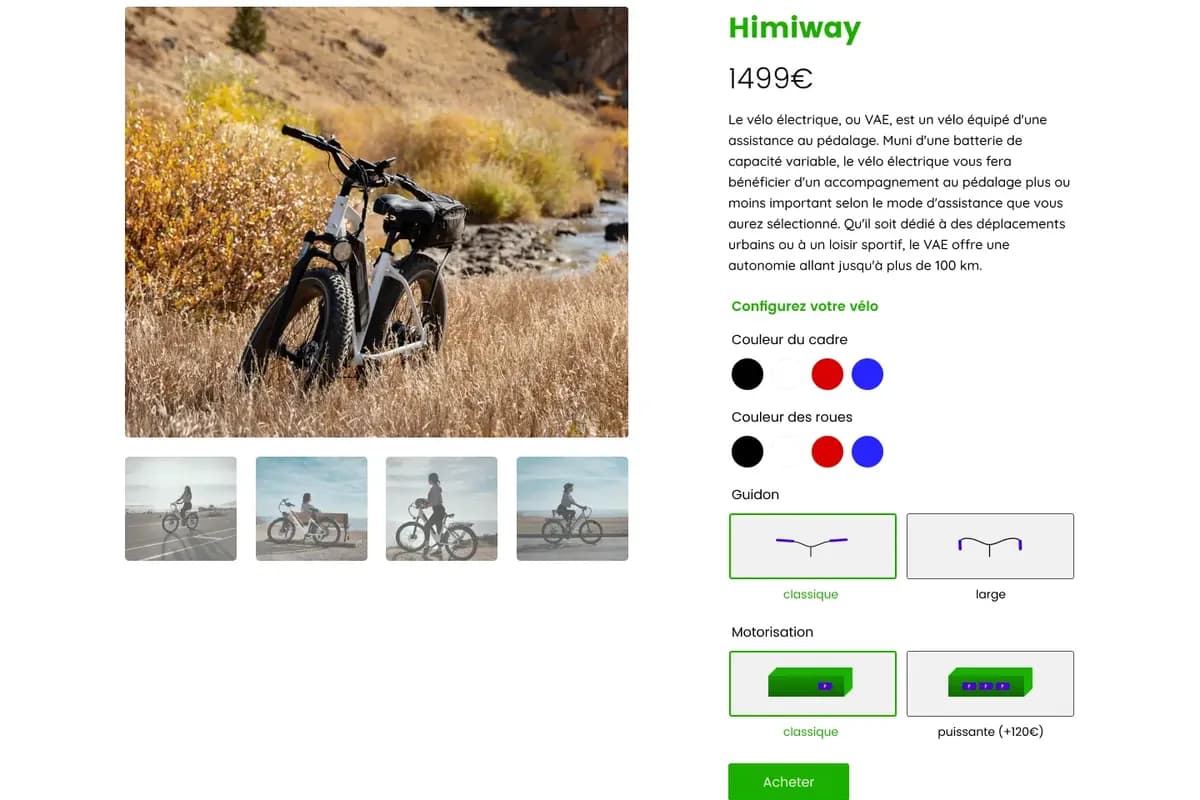 Page produit du projet Emoving