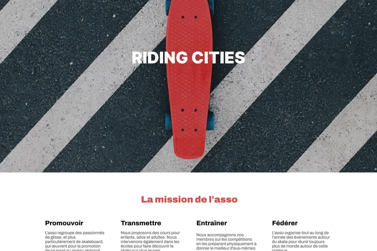 Homepage Riding Cities avant changement